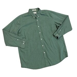 LL Bean Mens XL Green Check Wrinkle Free Traditional Fit Button Down Shirt